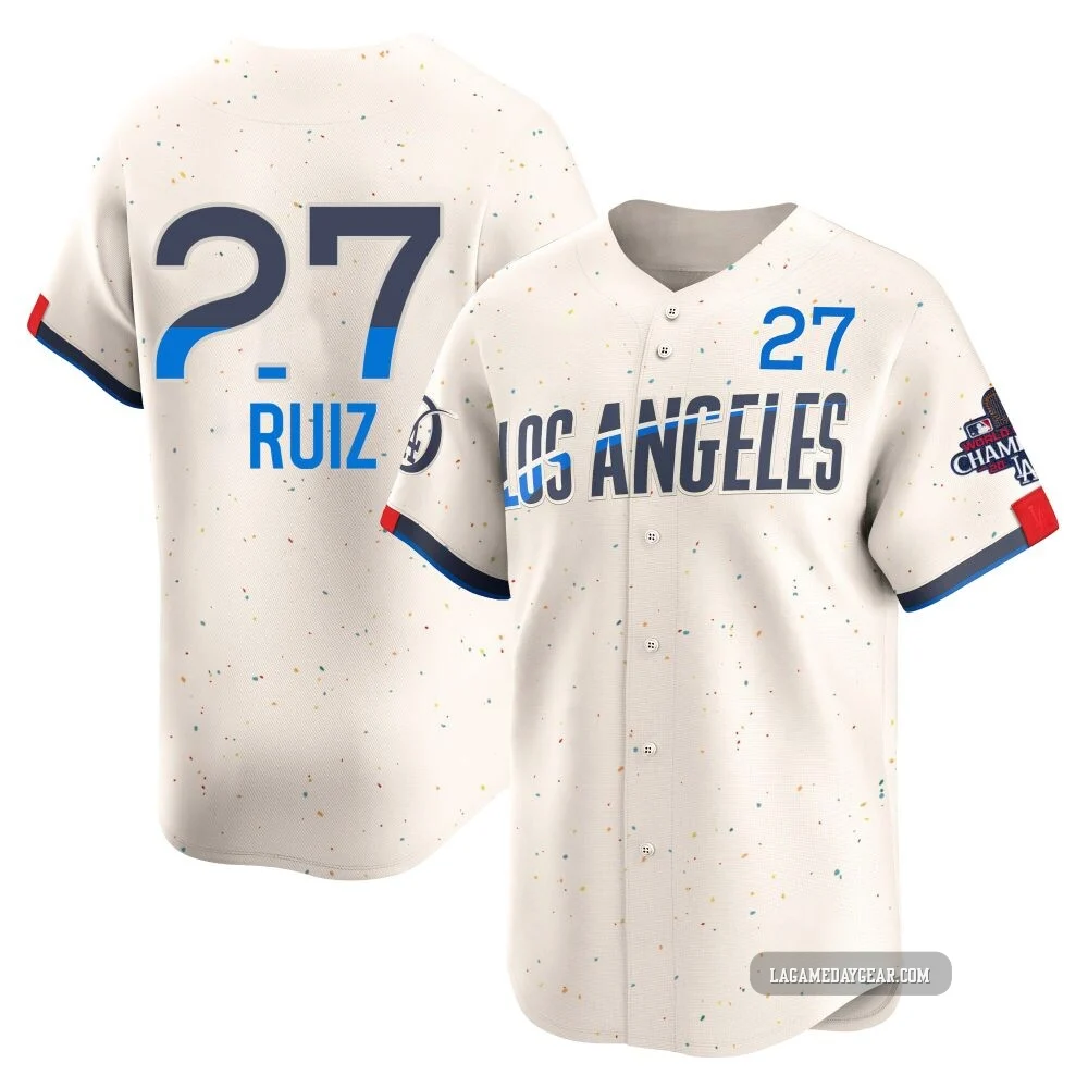 Esteury Ruiz ＃27 Los Angeles Dodgers Limited Men's Cream 2024 City Connect World Series Champions Jersey