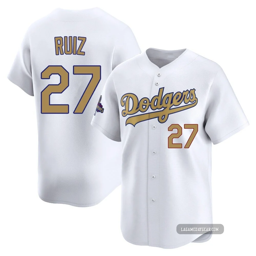 Esteury Ruiz ＃27 Los Angeles Dodgers Limited Men's Gold White 2025 Collection Jersey