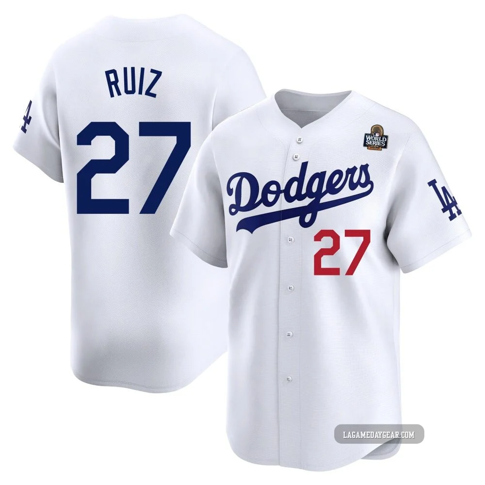 Esteury Ruiz ＃27 Los Angeles Dodgers Limited Men's White Home 2024 World Series Jersey