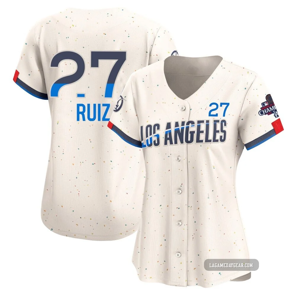Esteury Ruiz ＃27 Los Angeles Dodgers Limited Women's Cream 2024 City Connect World Series Champions Jersey