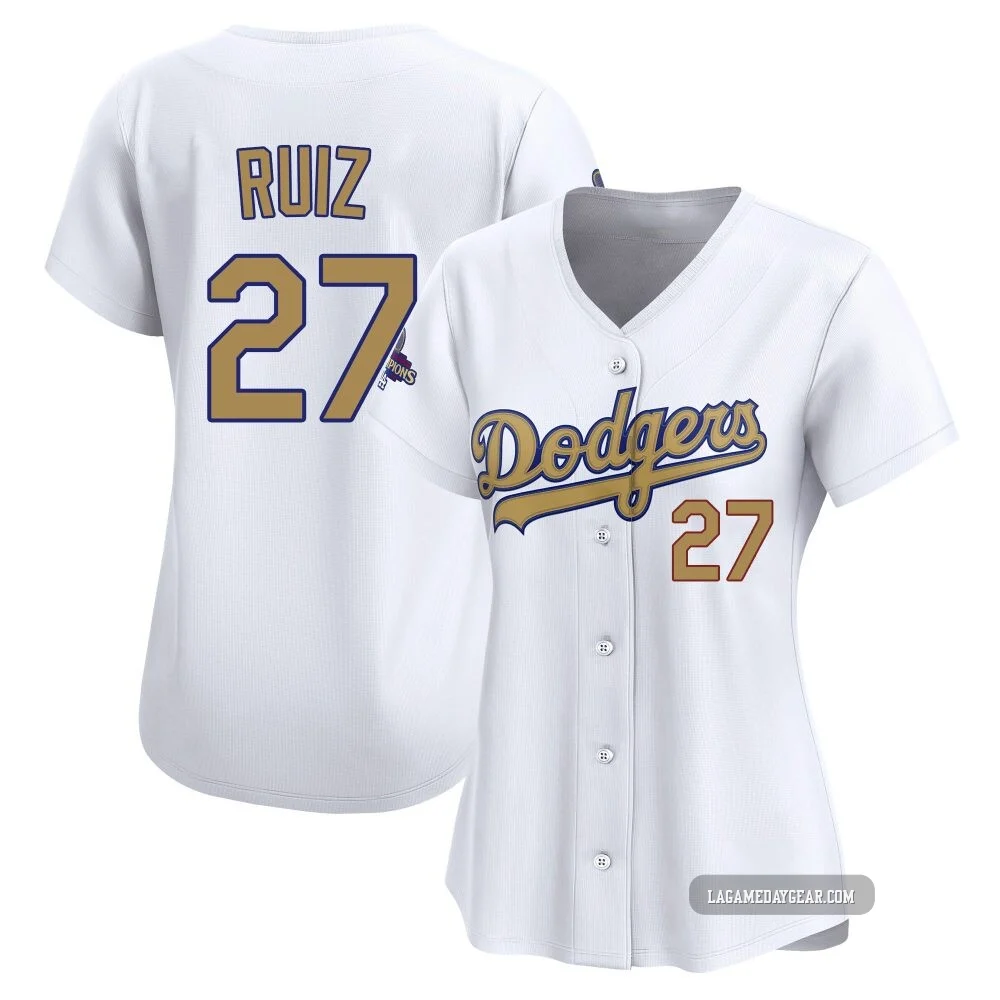 Esteury Ruiz ＃27 Los Angeles Dodgers Limited Women's Gold White 2025 Collection Jersey