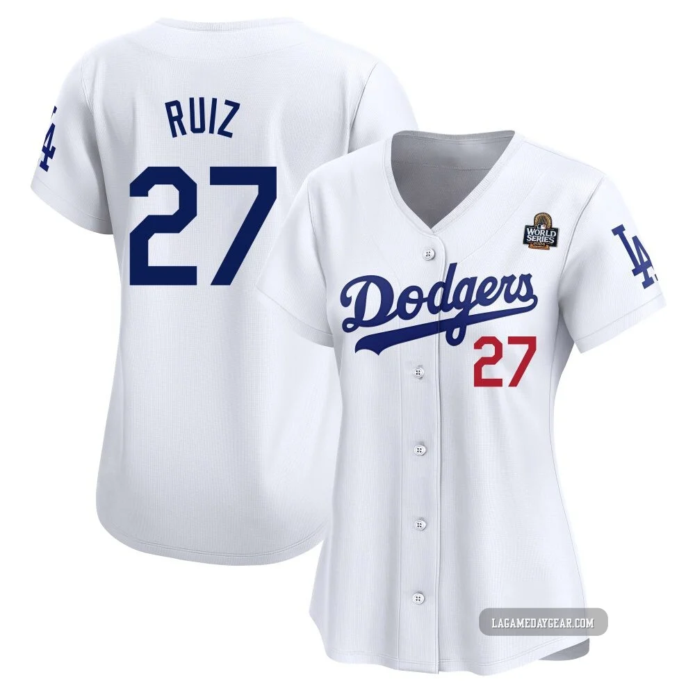 Esteury Ruiz ＃27 Los Angeles Dodgers Limited Women's White Home 2024 World Series Jersey