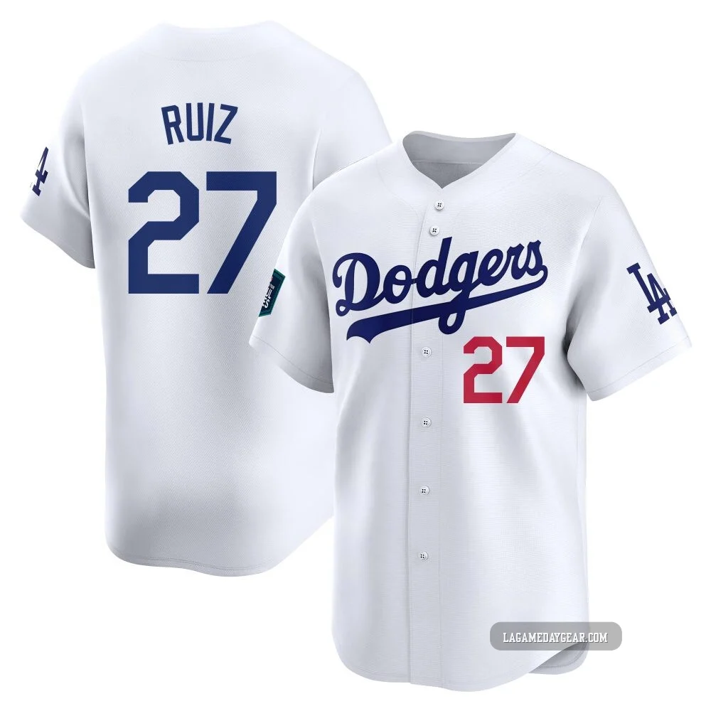 Esteury Ruiz ＃27 Los Angeles Dodgers Limited Youth White 2024 World Tour Seoul Series Home Jersey