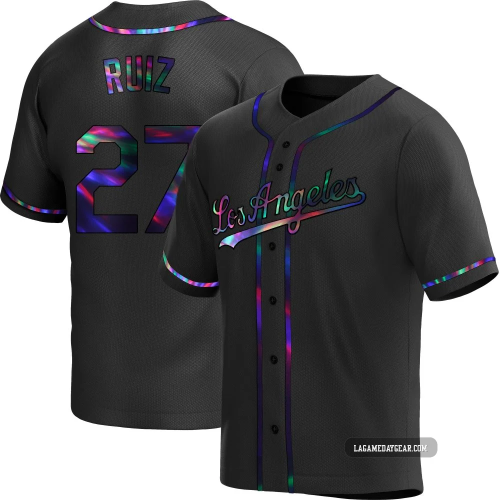 Esteury Ruiz ＃27 Los Angeles Dodgers Replica Men's Black Holographic Alternate Jersey