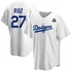 Esteury Ruiz ＃27 Los Angeles Dodgers Replica Men's White Home 2024 World Series Jersey