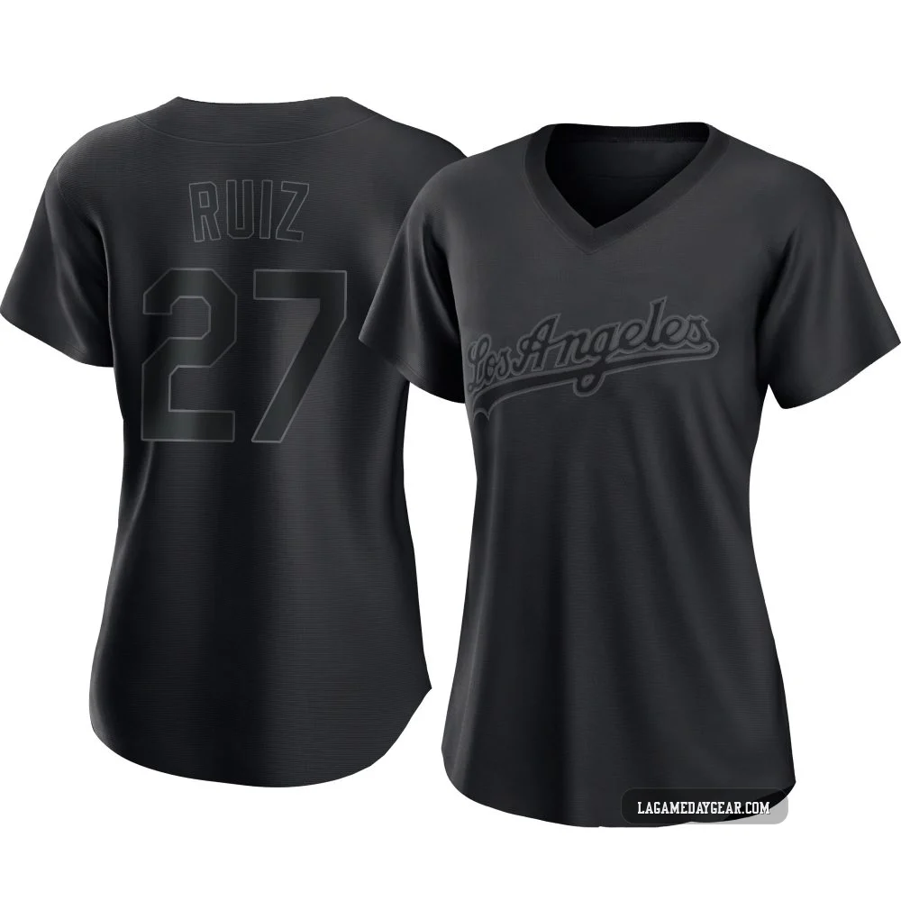 Esteury Ruiz ＃27 Los Angeles Dodgers Replica Women's Black Pitch Fashion Jersey