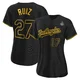 Esteury Ruiz ＃27 Los Angeles Dodgers Replica Women's Black Snake Skin City 2024 World Series Jersey