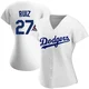 Esteury Ruiz ＃27 Los Angeles Dodgers Replica Women's White Home 2024 World Series Champions Jersey