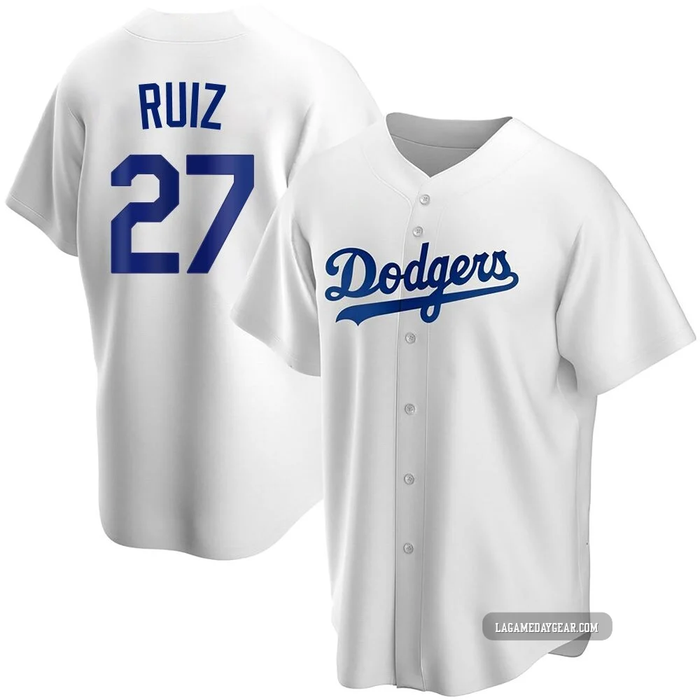 Esteury Ruiz ＃27 Los Angeles Dodgers Replica Youth White Home Jersey