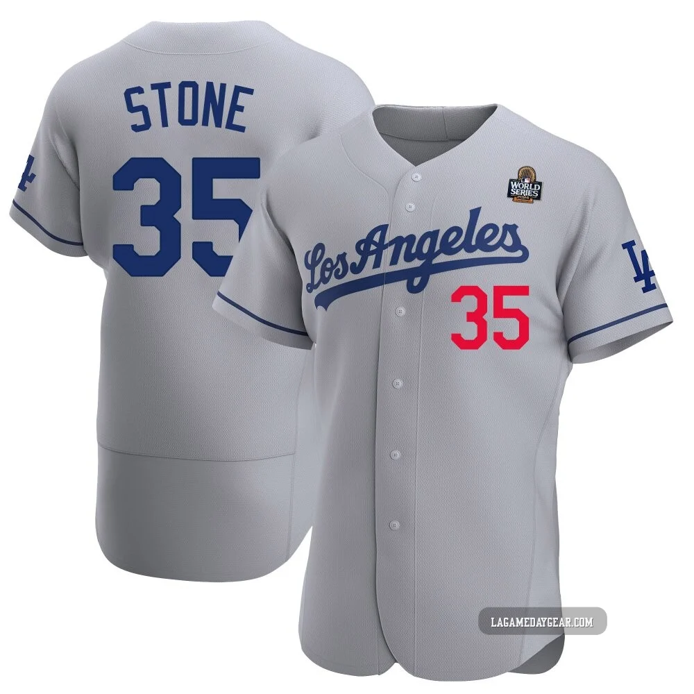 Gavin Stone ＃35 Los Angeles Dodgers Authentic Men's Gray Away Official 2024 World Series Jersey