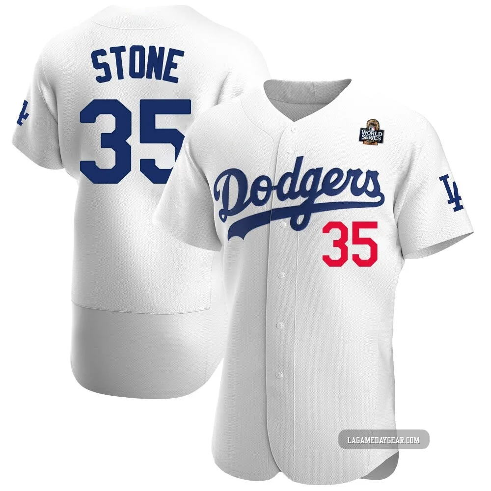 Gavin Stone ＃35 Los Angeles Dodgers Authentic Men's White Home Official 2024 World Series Jersey