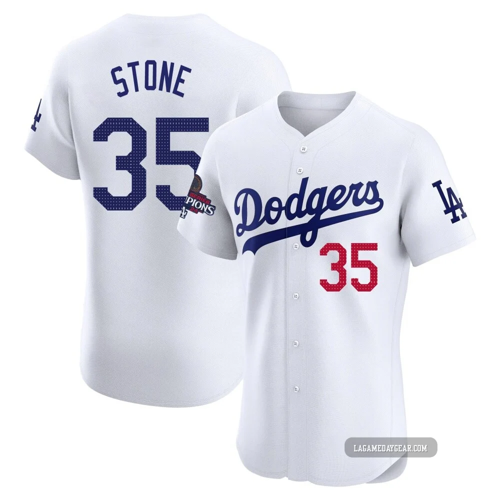 Gavin Stone ＃35 Los Angeles Dodgers Elite Men's White Home World Series Champions Jersey