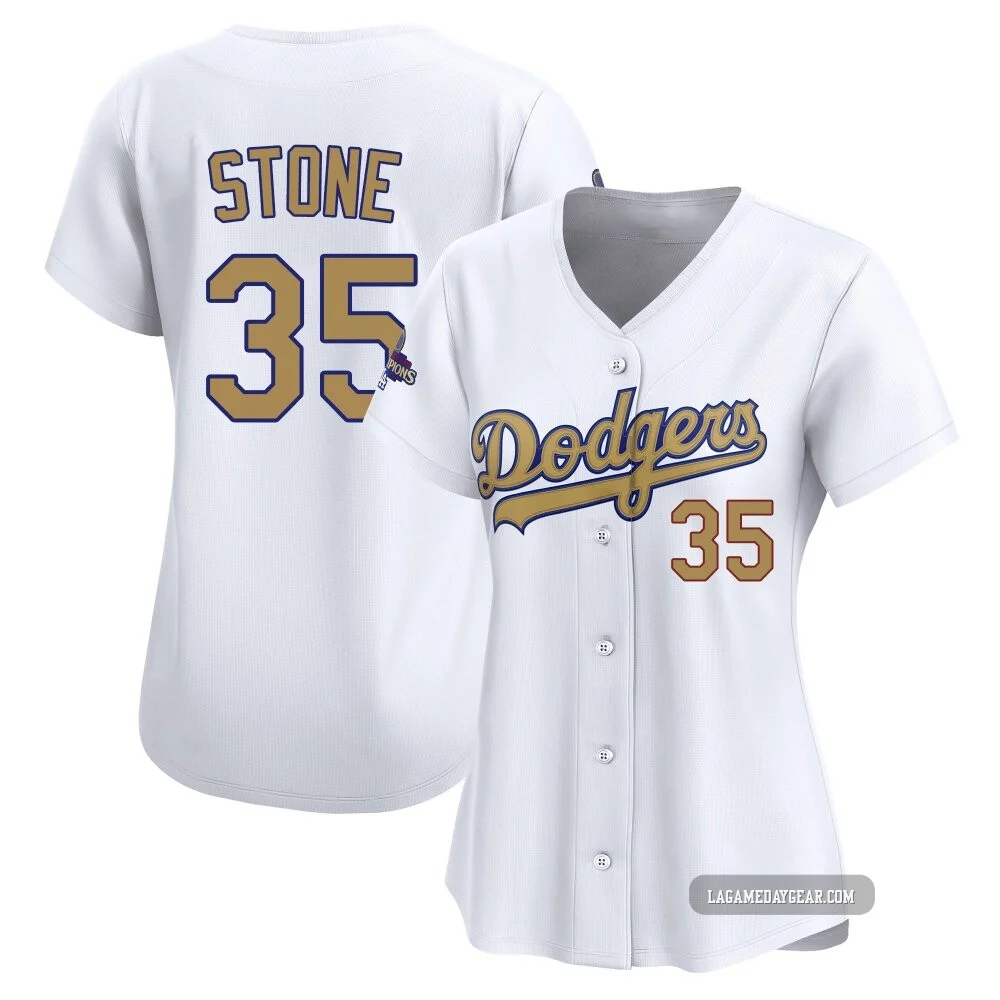Gavin Stone ＃35 Los Angeles Dodgers Limited Women's Gold White 2025 Collection Jersey