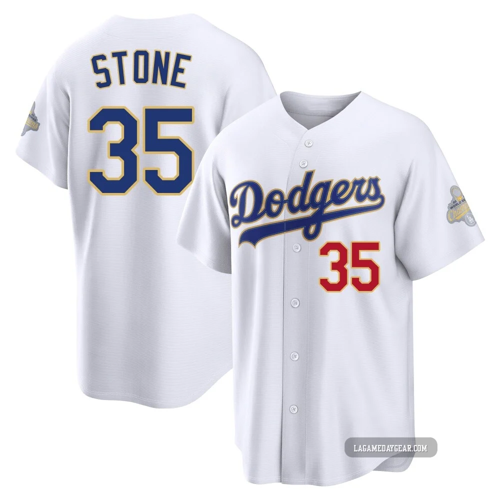 Gavin Stone ＃35 Los Angeles Dodgers Limited Youth Gold White 2026 Collection Stadium Jersey