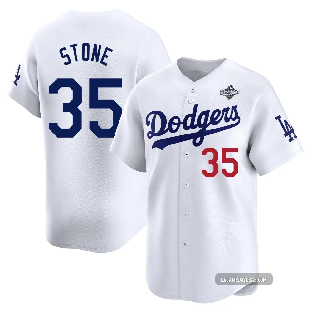 Gavin Stone ＃35 Los Angeles Dodgers Limited Youth White Home 2025 World Series Jersey