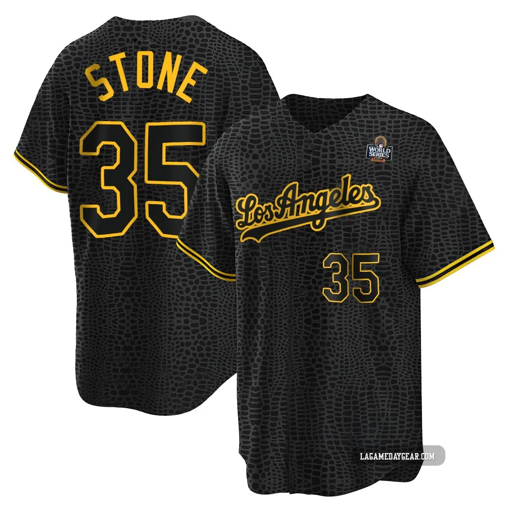 Gavin Stone ＃35 Los Angeles Dodgers Replica Youth Black Snake Skin City 2024 World Series Jersey