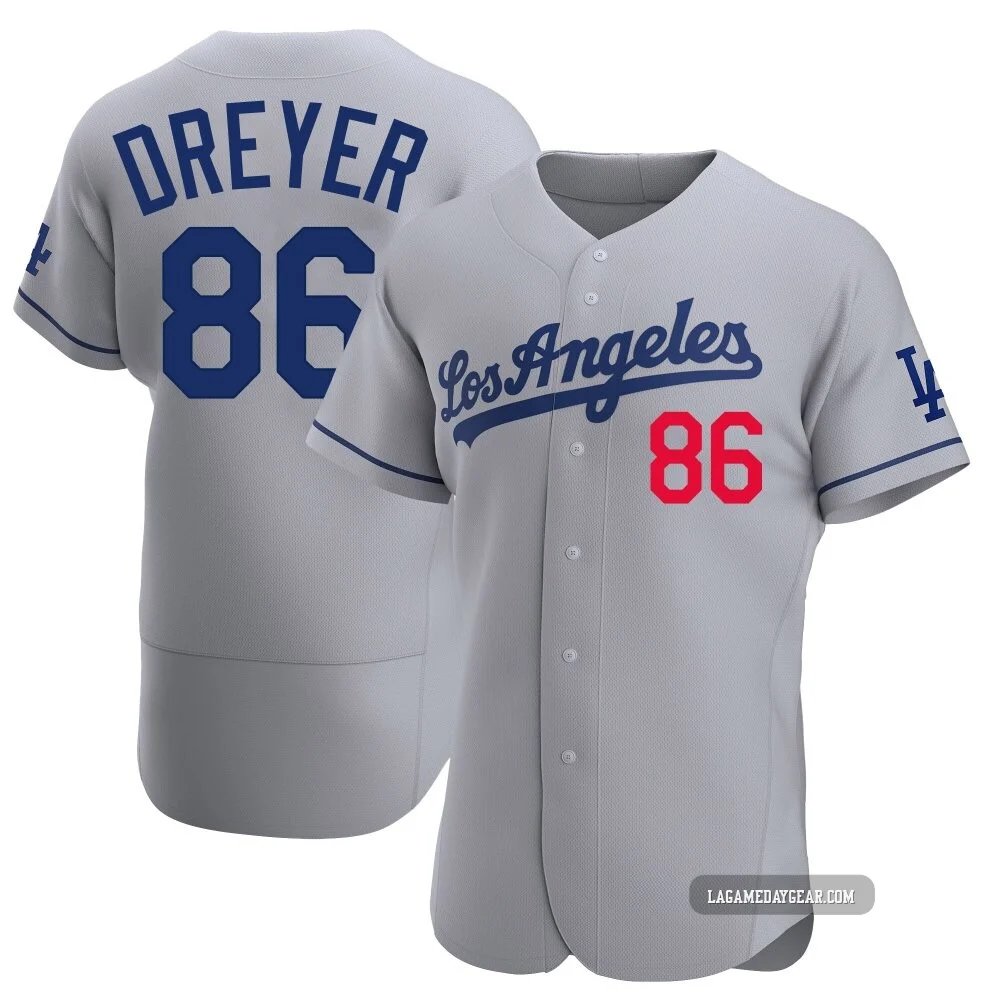 Jack Dreyer ＃86 Los Angeles Dodgers Authentic Men's Gray Away Jersey