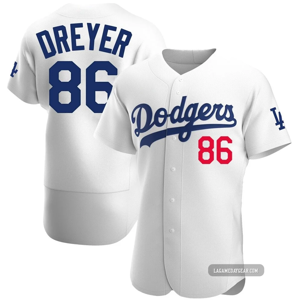 Jack Dreyer ＃86 Los Angeles Dodgers Authentic Men's White Home Jersey