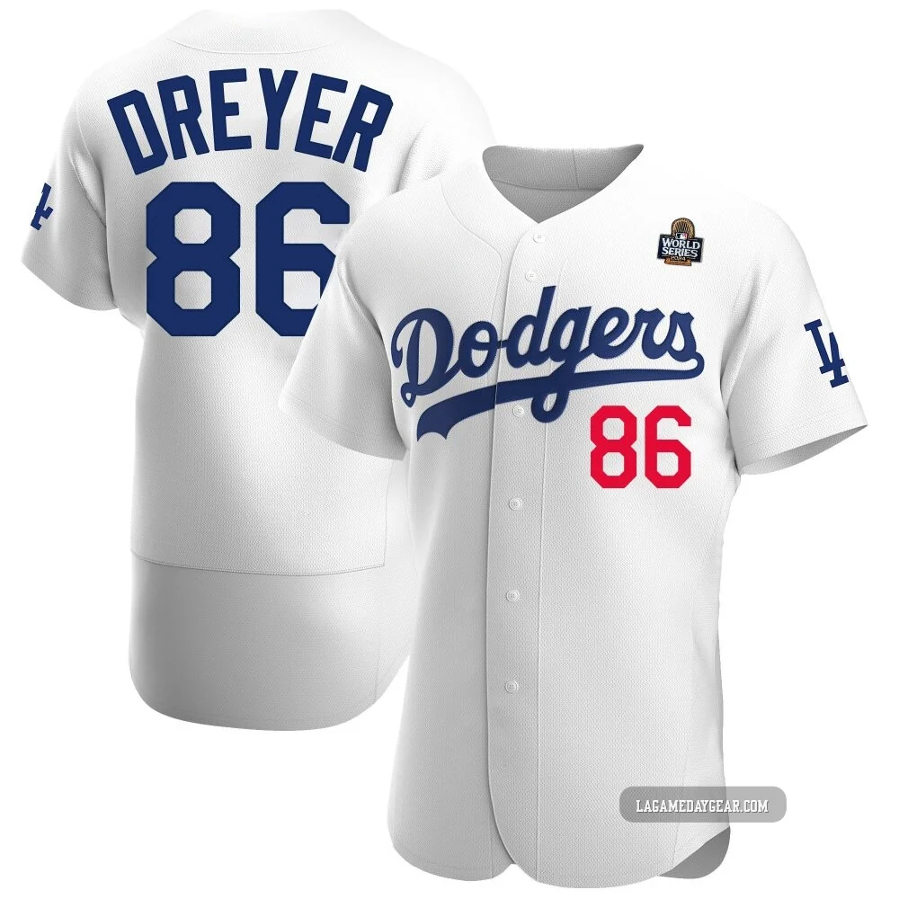 Jack Dreyer ＃86 Los Angeles Dodgers Authentic Men's White Home Official 2024 World Series Jersey