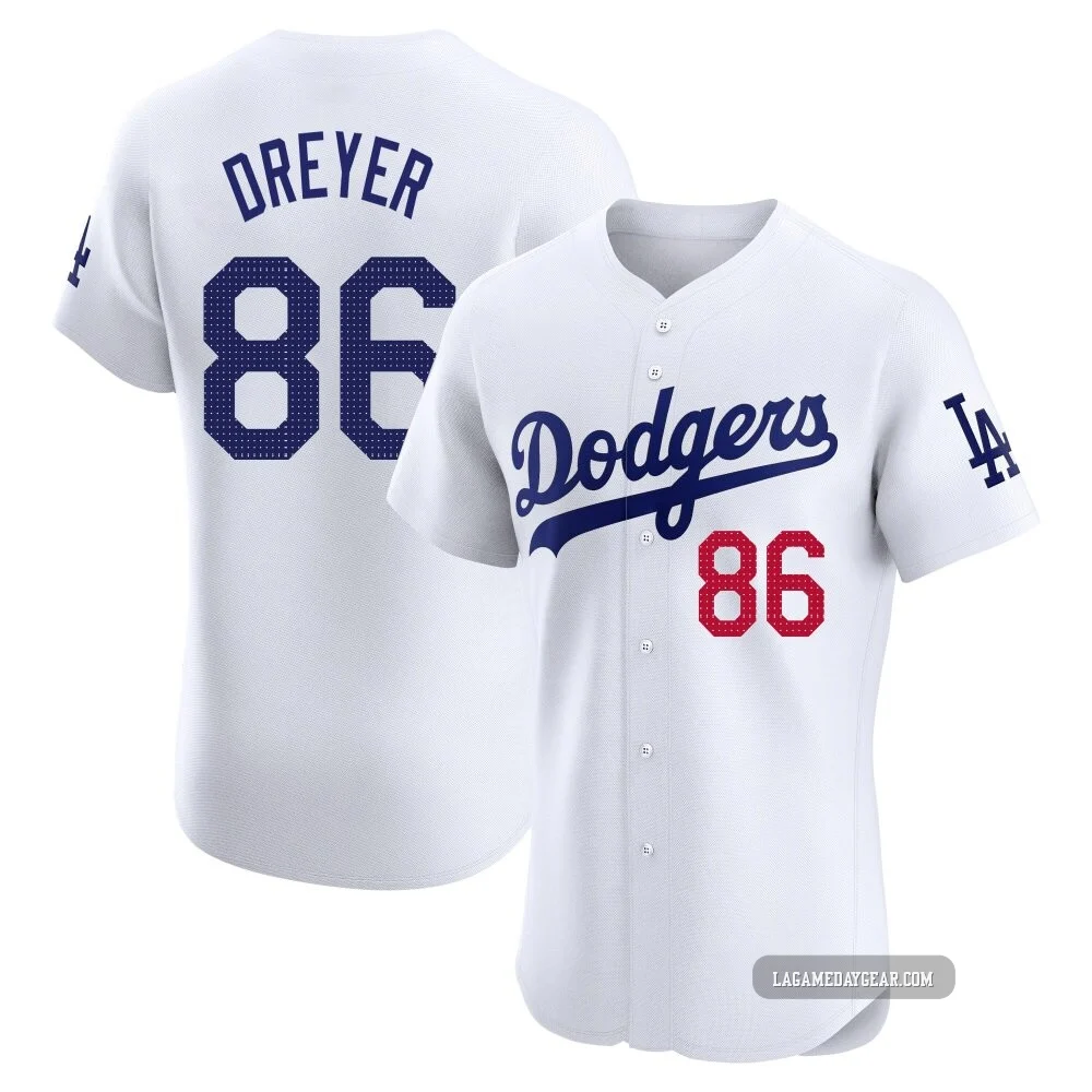 Jack Dreyer ＃86 Los Angeles Dodgers Elite Men's White Home Jersey