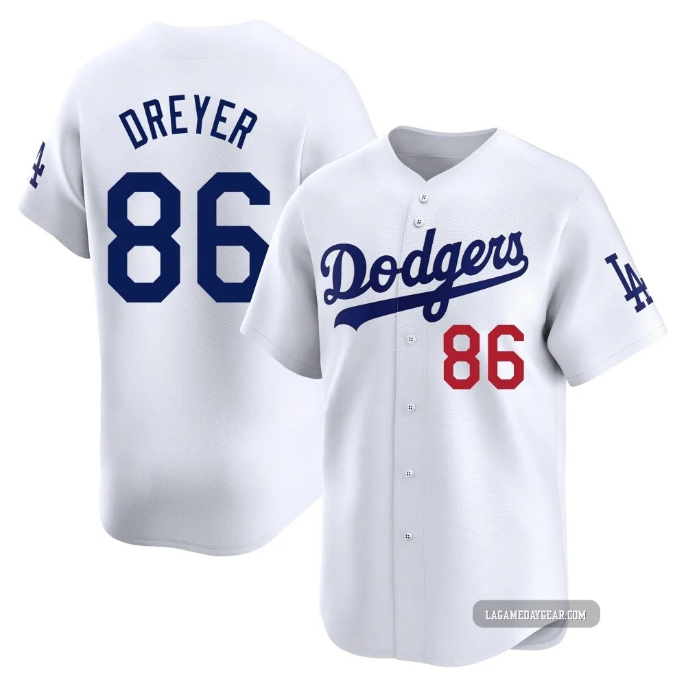 Jack Dreyer ＃86 Los Angeles Dodgers Limited Men's White Home Jersey