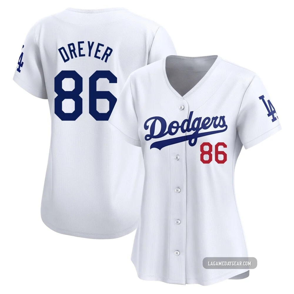 Jack Dreyer ＃86 Los Angeles Dodgers Limited Women's White Home Jersey