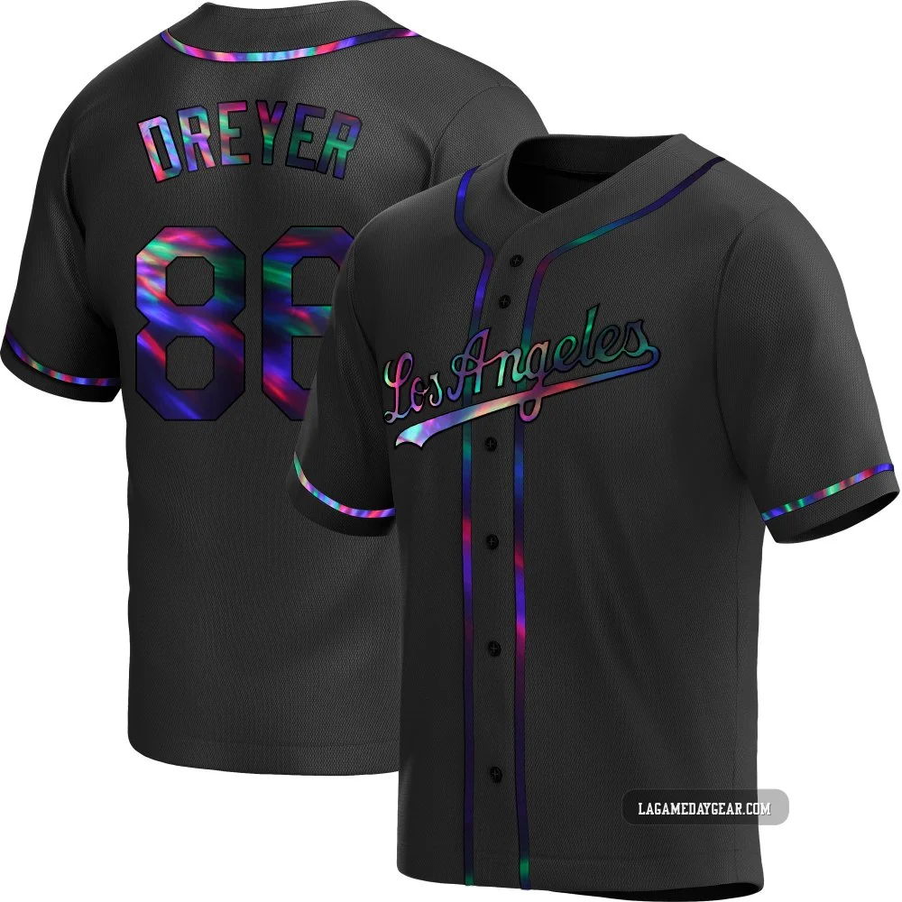 Jack Dreyer ＃86 Los Angeles Dodgers Replica Men's Black Holographic Alternate Jersey