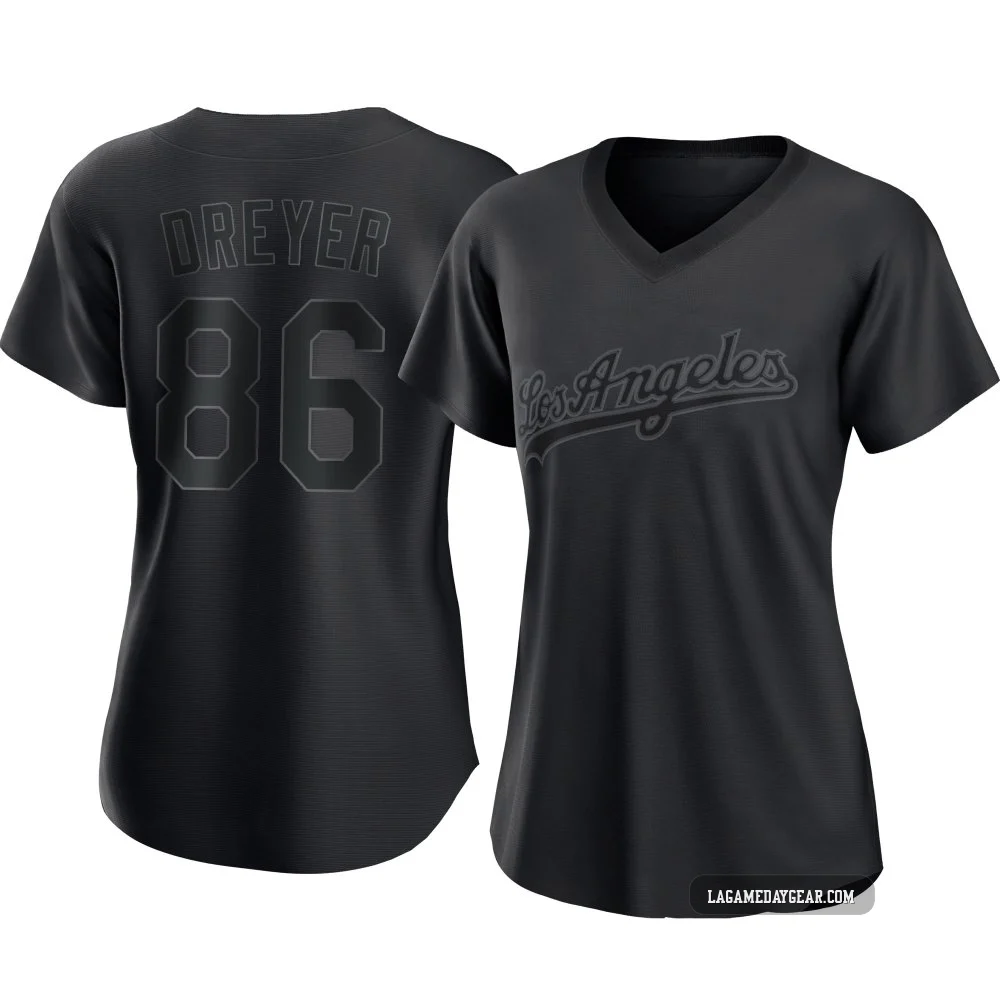 Jack Dreyer ＃86 Los Angeles Dodgers Replica Women's Black Pitch Fashion Jersey