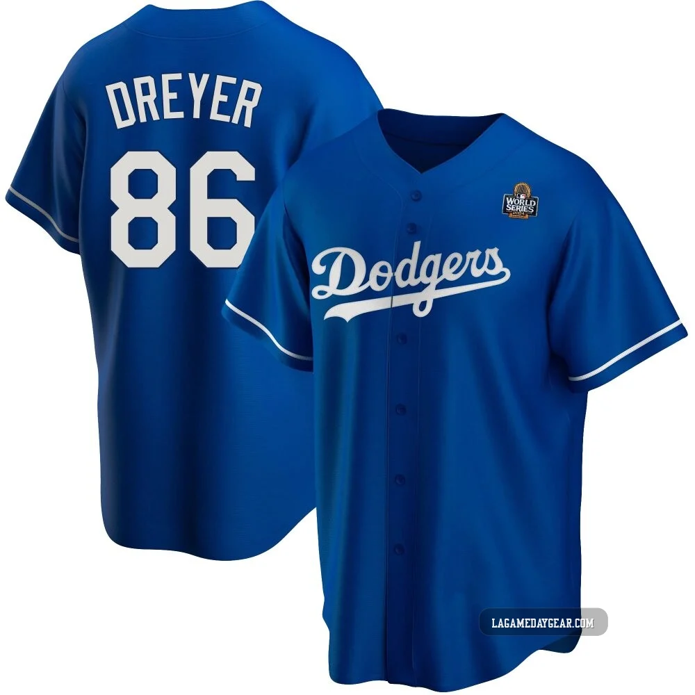 Jack Dreyer ＃86 Los Angeles Dodgers Replica Youth Royal Alternate 2024 World Series Jersey