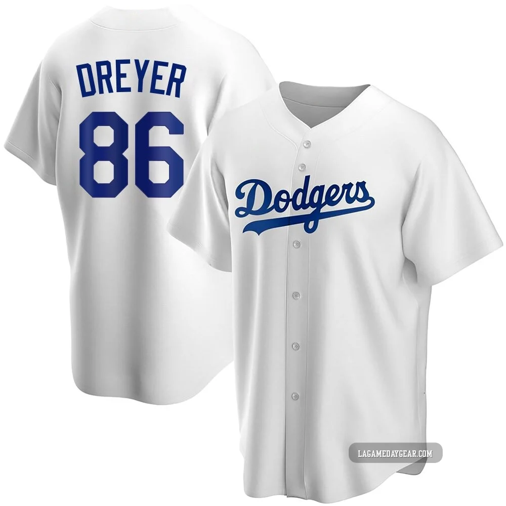 Jack Dreyer ＃86 Los Angeles Dodgers Replica Youth White Home Jersey