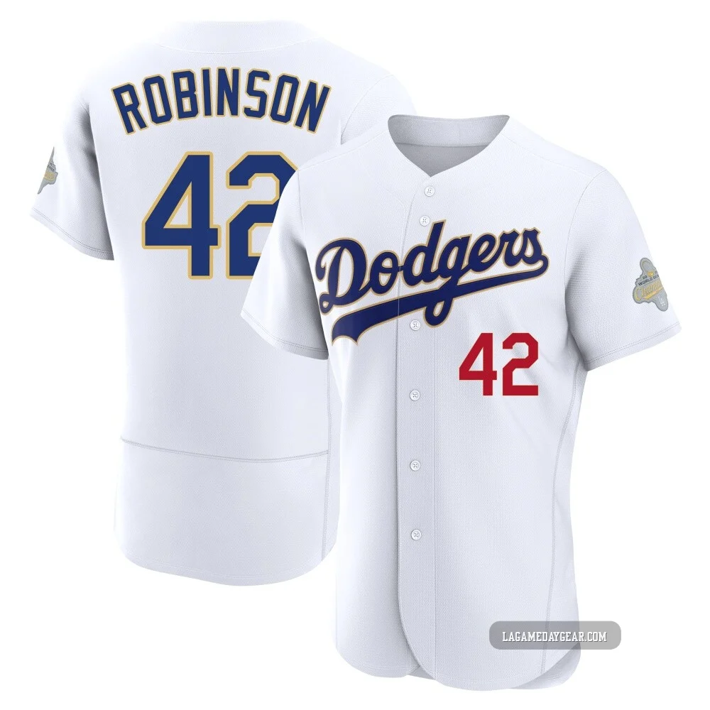 Jackie Robinson ＃42 Los Angeles Dodgers Authentic Men's Gold White 2026 Collection Jersey