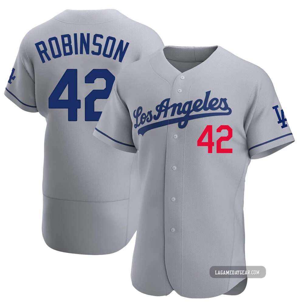Jackie Robinson ＃42 Los Angeles Dodgers Authentic Men's Gray Away Jersey
