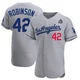 Jackie Robinson ＃42 Los Angeles Dodgers Authentic Men's Gray Away Official 2024 World Series Jersey