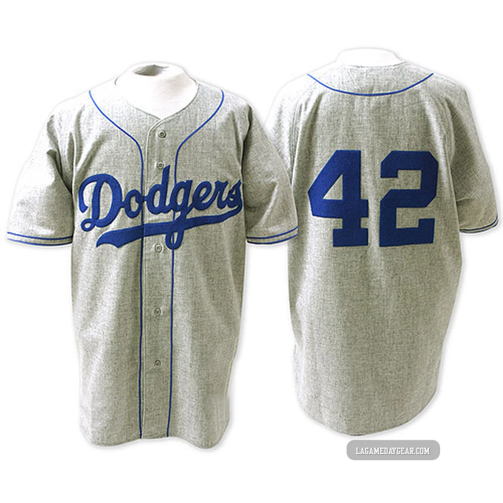 Jackie Robinson ＃42 Los Angeles Dodgers Authentic Men's Grey Throwback Jersey
