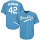 Jackie Robinson ＃42 Los Angeles Dodgers Authentic Men's Light Blue Throwback Jersey