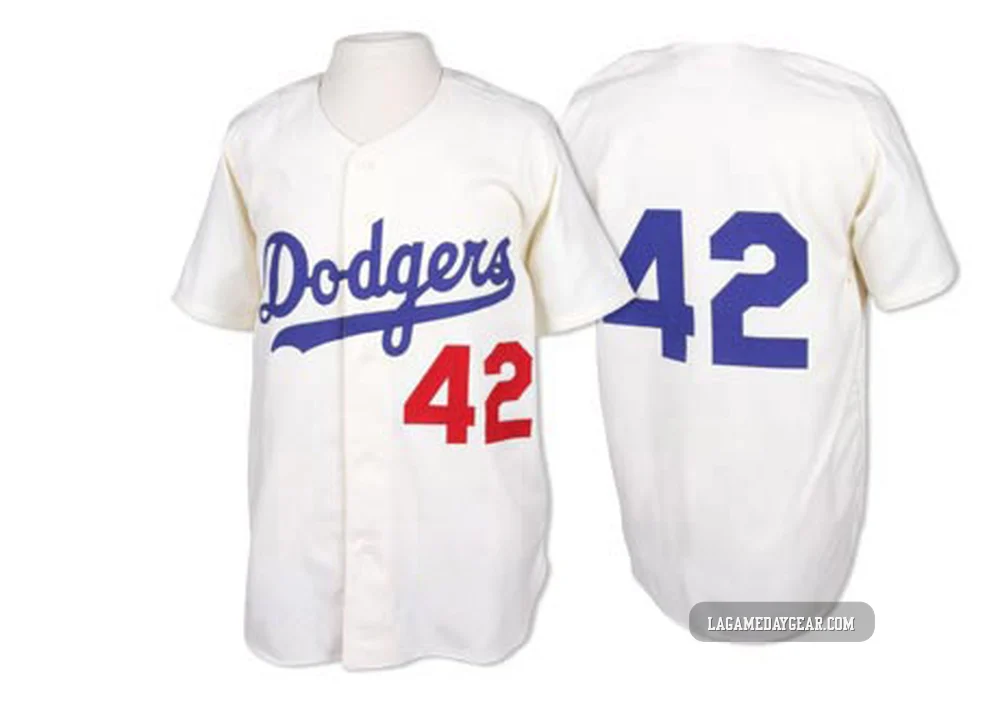 Jackie Robinson ＃42 Los Angeles Dodgers Authentic Men's White Throwback Jersey