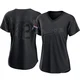 Jackie Robinson ＃42 Los Angeles Dodgers Authentic Women's Black Pitch Fashion 2024 World Series Champions Jersey