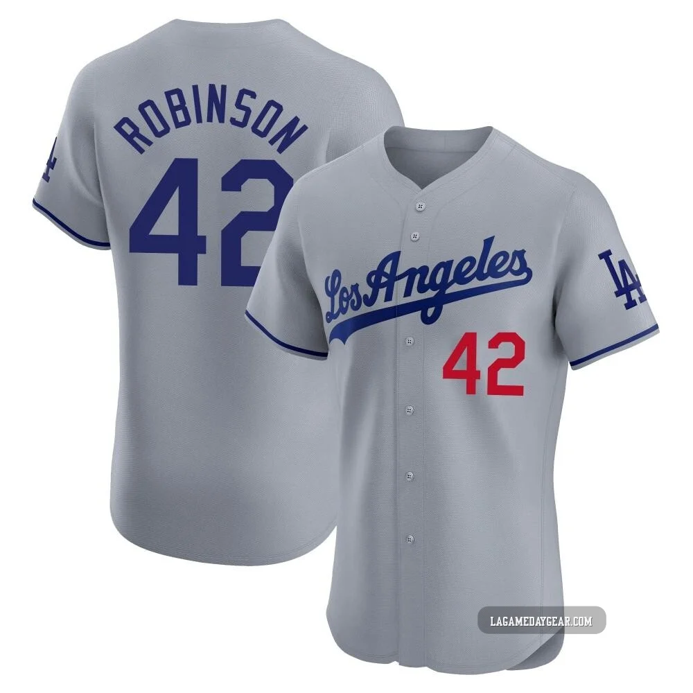 Jackie Robinson ＃42 Los Angeles Dodgers Elite Men's Gray Road Jersey