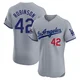 Jackie Robinson ＃42 Los Angeles Dodgers Elite Men's Gray Road World Series Champions Jersey