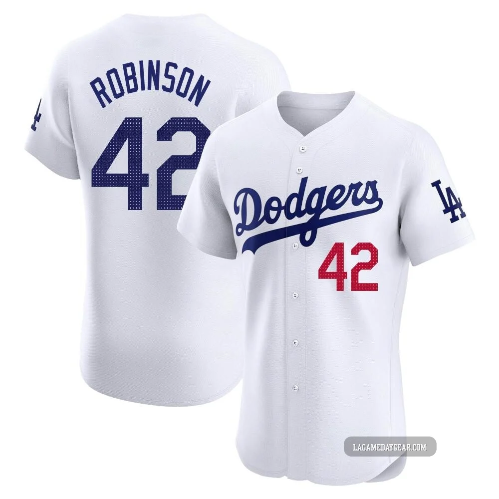 Jackie Robinson ＃42 Los Angeles Dodgers Elite Men's White Home Jersey