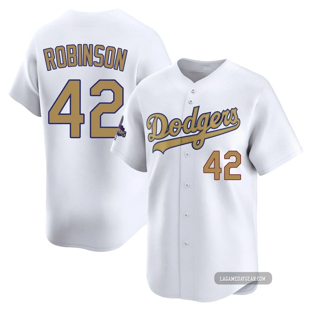Jackie Robinson ＃42 Los Angeles Dodgers Limited Men's Gold White 2025 Collection Jersey
