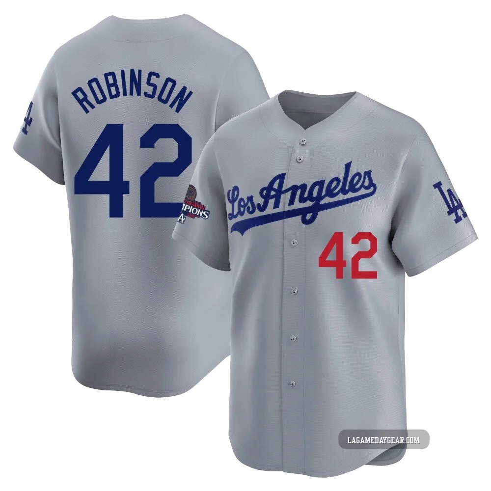 Jackie Robinson ＃42 Los Angeles Dodgers Limited Men's Gray Away World Series Champions Jersey