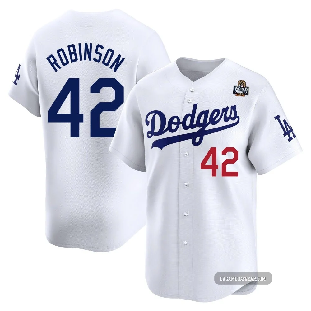 Jackie Robinson ＃42 Los Angeles Dodgers Limited Men's White Home 2024 World Series Jersey