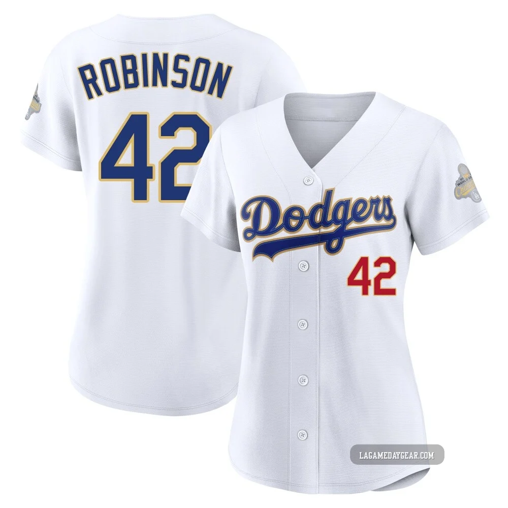 Jackie Robinson ＃42 Los Angeles Dodgers Limited Women's Gold White 2026 Collection Stadium Jersey