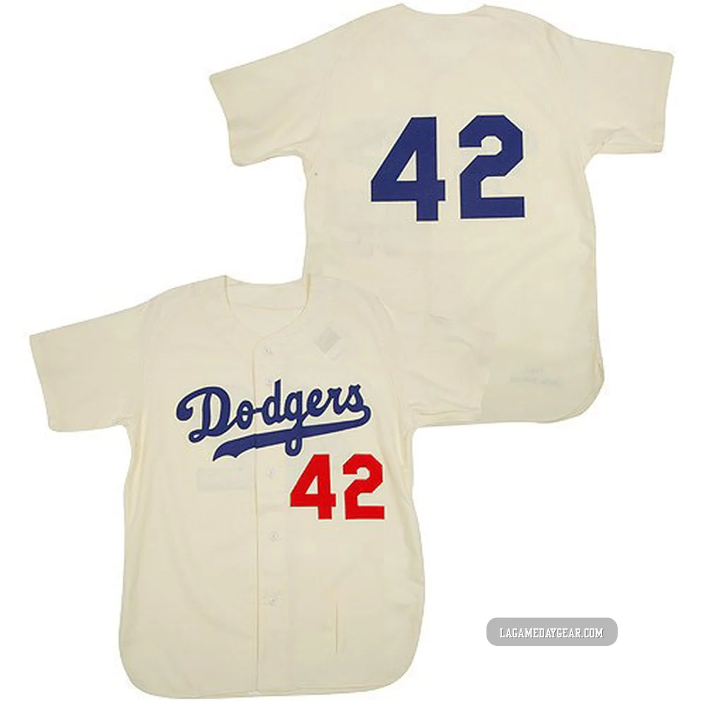Jackie Robinson ＃42 Los Angeles Dodgers Replica Men's Cream Throwback Jersey