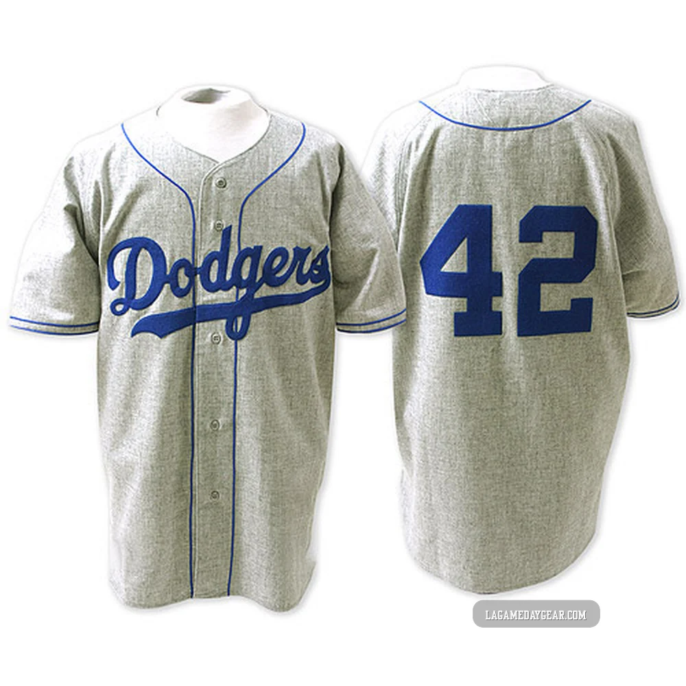 Jackie Robinson ＃42 Los Angeles Dodgers Replica Men's Grey Throwback Jersey