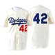 Jackie Robinson ＃42 Los Angeles Dodgers Replica Men's White 1955 Throwback Jersey