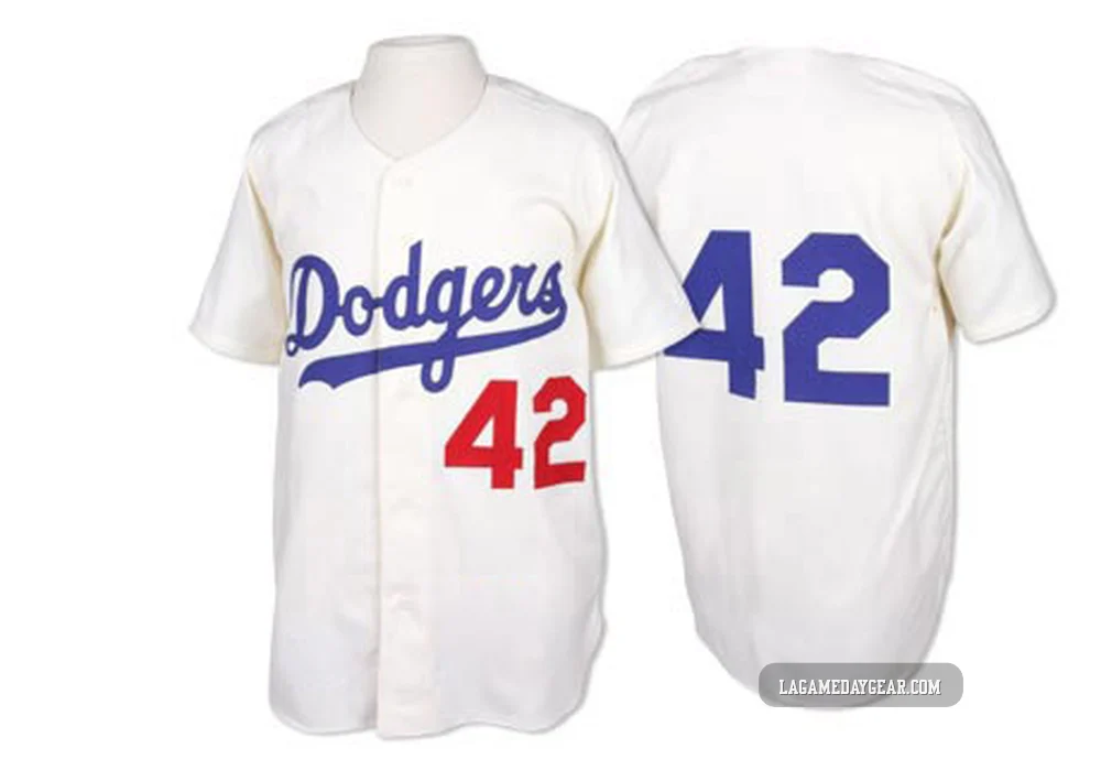 Jackie Robinson ＃42 Los Angeles Dodgers Replica Men's White Throwback Jersey