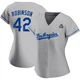 Jackie Robinson ＃42 Los Angeles Dodgers Replica Women's Gray Road 2024 World Series Jersey
