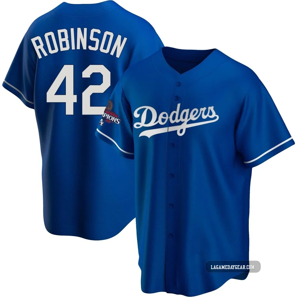 Jackie Robinson ＃42 Los Angeles Dodgers Replica Youth Royal Alternate 2024 World Series Champions Jersey